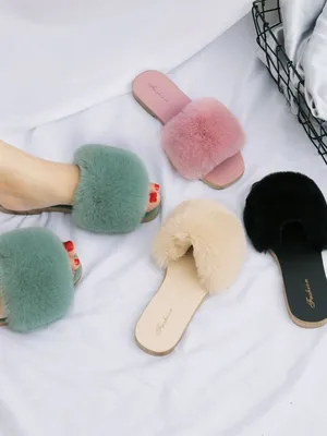 Image of Shoes Fluffy Slides